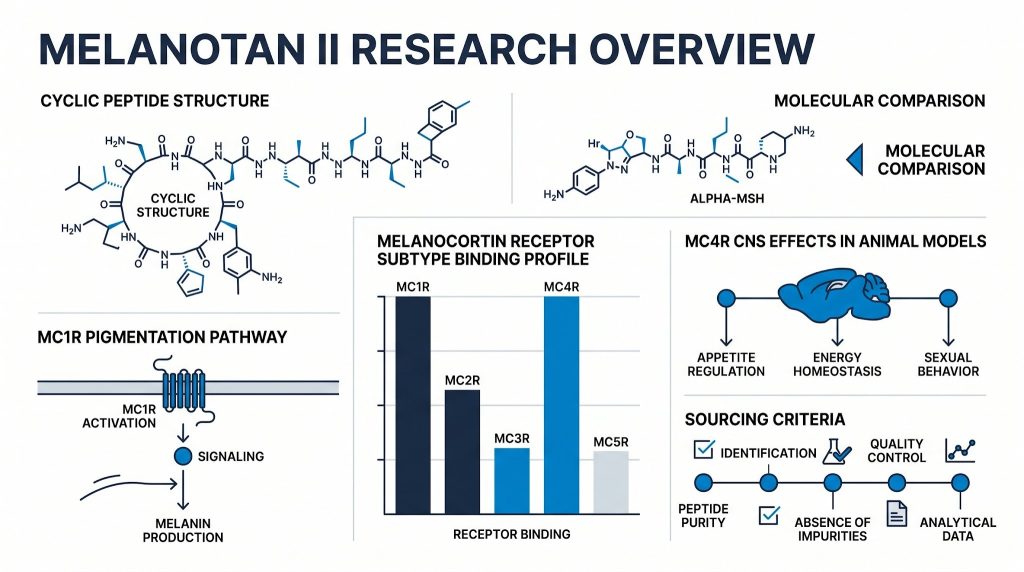 Melanotan II melanocortin receptor research infographic, Next Level Pharm