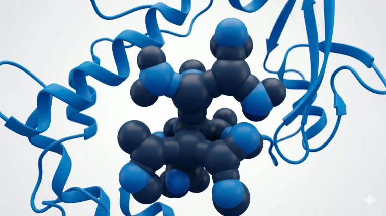 Diagram of an amino acid showing the central alpha carbon, amino group, carboxyl group, hydrogen atom, and variable R group side chain