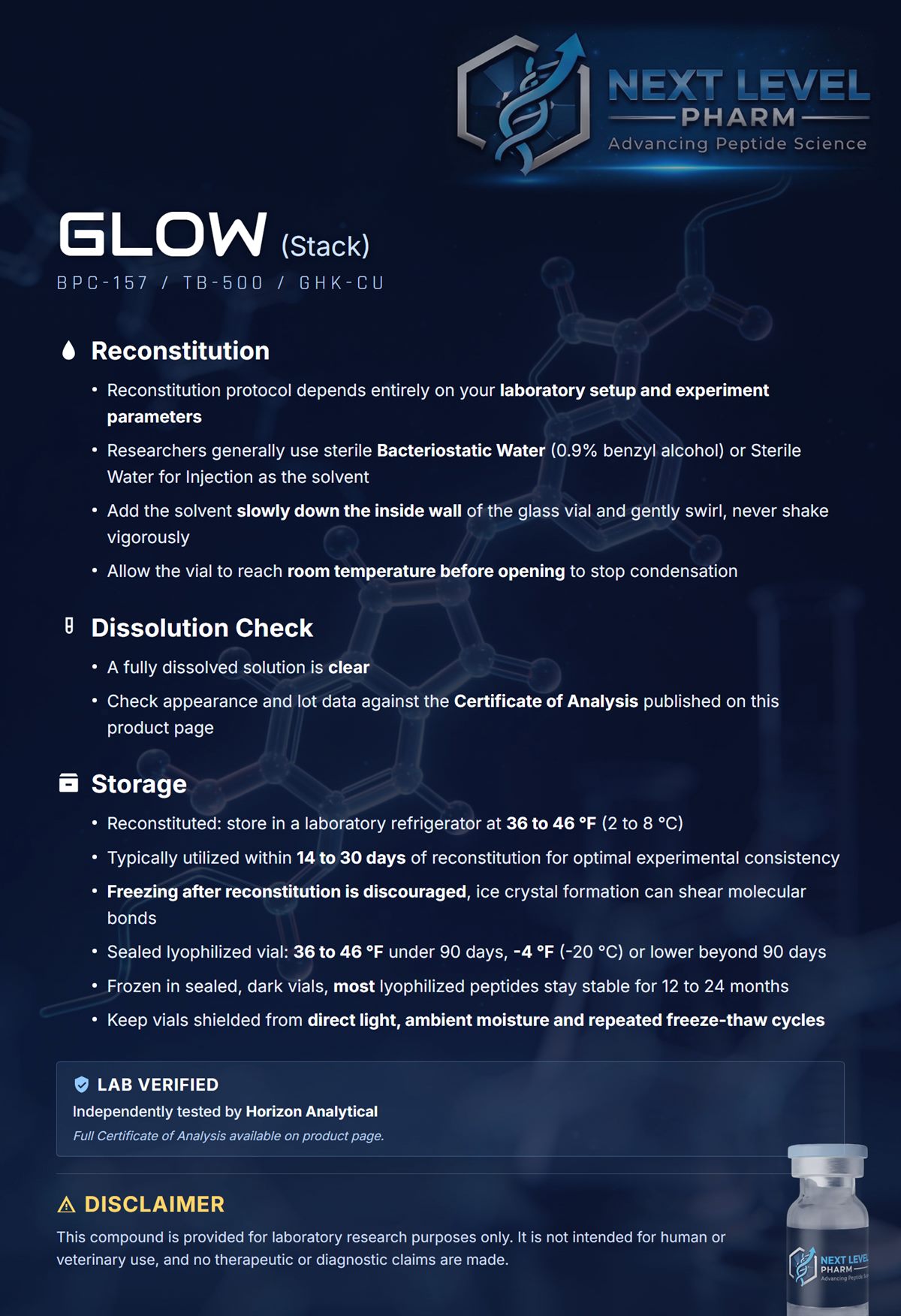 GLOW Stack - BPC157 10mg+TB500 10mg+GHKcu 50mg - Image 2