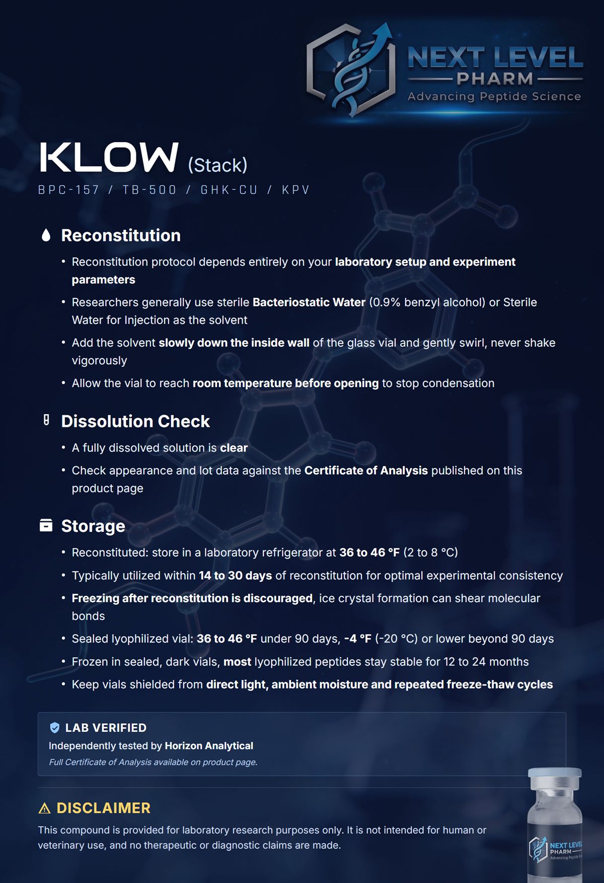 KLOW Stack - BPC157 10mg+TB500 10mg+GHKcu50mg+KPV10mg - Image 2