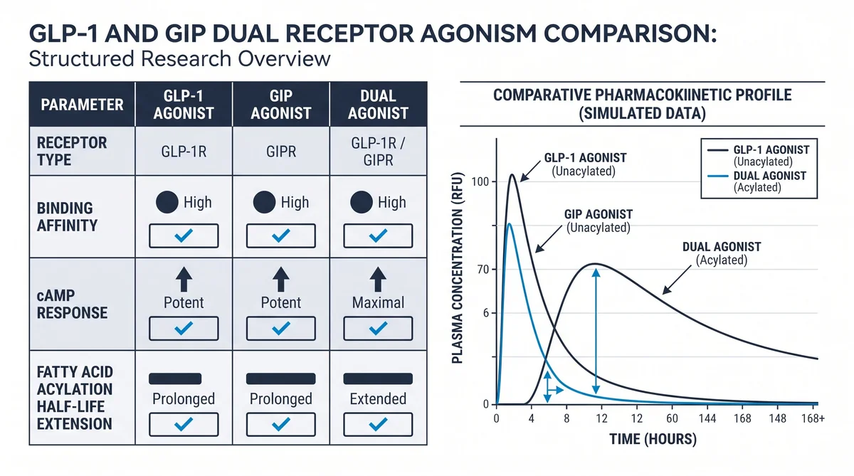 Research infographic showing Eloralintide Research: Selective AMY1R Agonist Peptide Studies data for laboratory comparison studies
