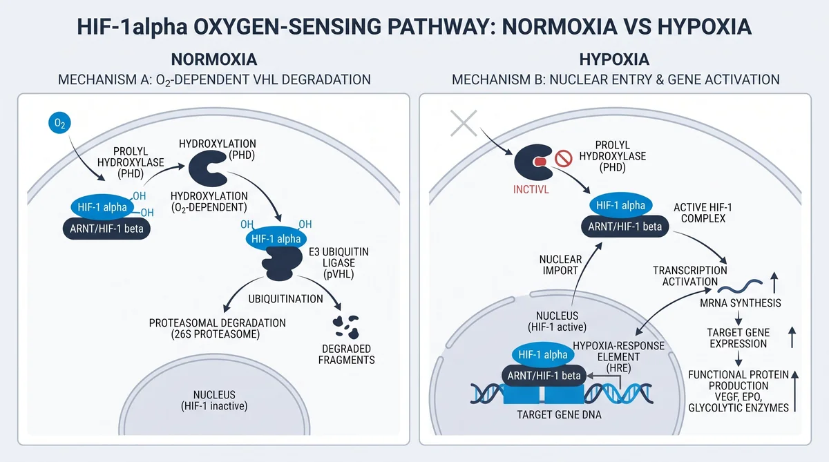 HIF-1 alpha pathway peptide research infographic