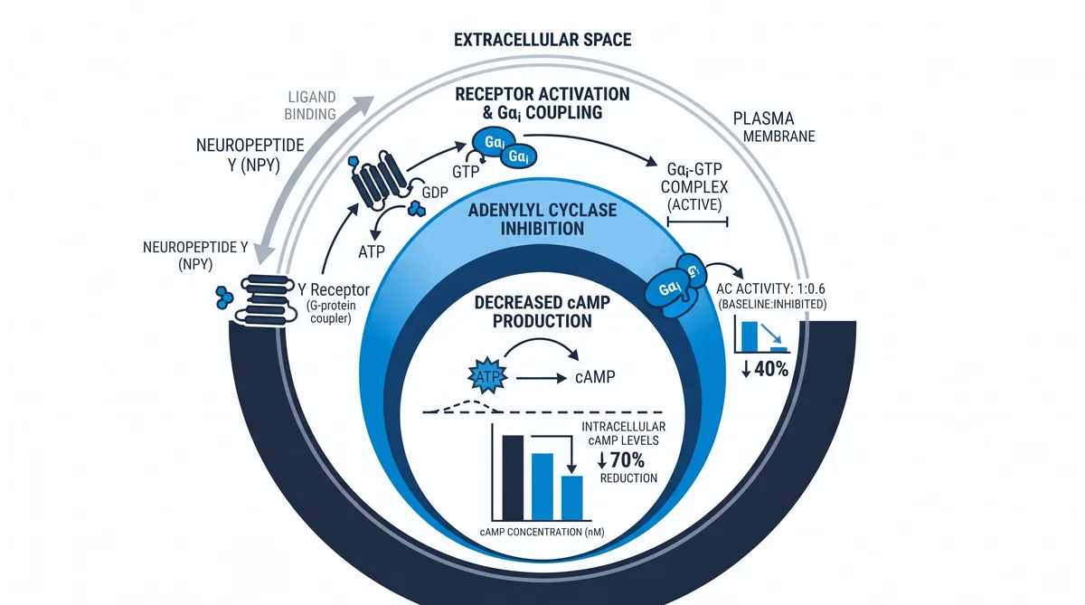 Research infographic showing neuropeptide y research: npy receptor mechanism data for laboratory comparison studies
