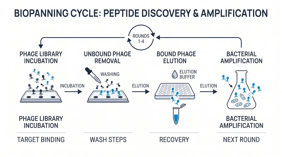 Phage Display Peptide Research: Library Selection — research infographic