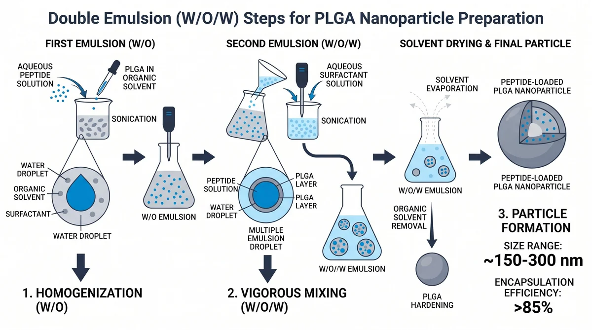 PLGA Nanoparticle Peptide Research: Controlled Release — research infographic